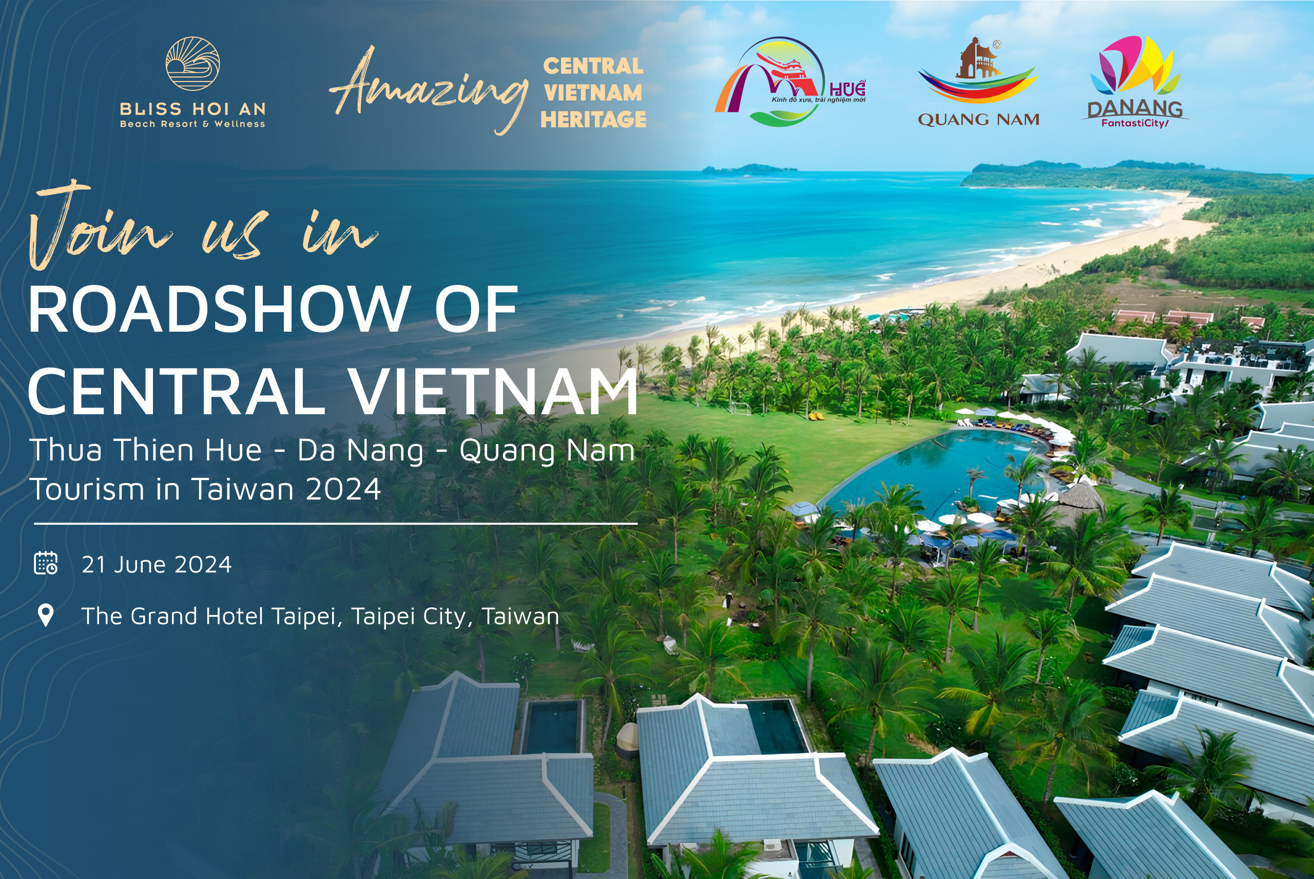 Bliss Hoi An Beach Resort & Wellness heads to Taiwan for the Tourism Roadshow of Central Vietnam: Thua Thien Hue - Da Nang - Quang Nam in Taiwan 2024
